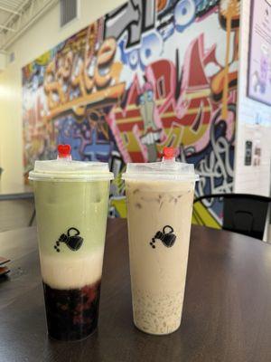 Strawberry matcha latte and special milk tea