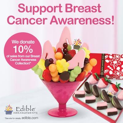 Kick Up Your Heels Tini with dipped strawberries and pink strawberry, apple, banana box to support breast cancer