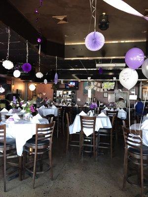 A' Saluté can be beautifully decorated for any occasion ... weddings, bridal showers, baby showers, birthday parties, etc.