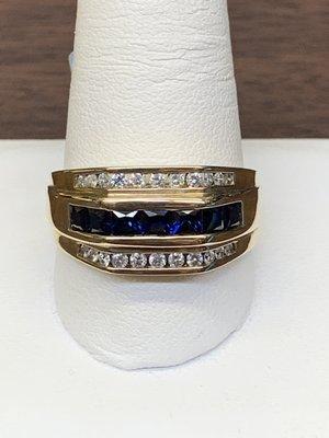 Gents a Diamond and Sapphire Ring!