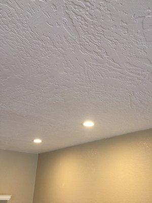 Mike removed the ugly popcorn ceilings and did a beautiful job texture coating/painting the ceilings and installed recessed lights.