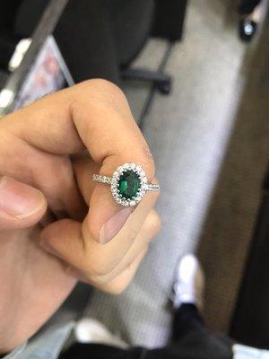 White gold emerald and diamond ring