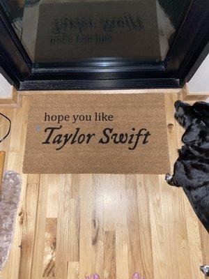 Beautiful hard wood floors - as well as my Taylor swift floor mat