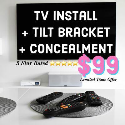 TV Install + Tilt  $99