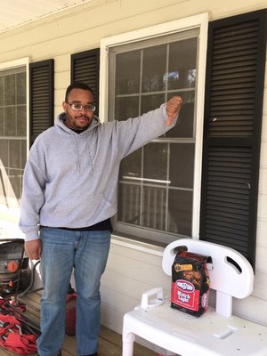 Mr. James Banks. Very satisfied. Not only did we do his windows. But his siding as well.