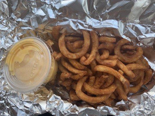 Curly fries with cheese