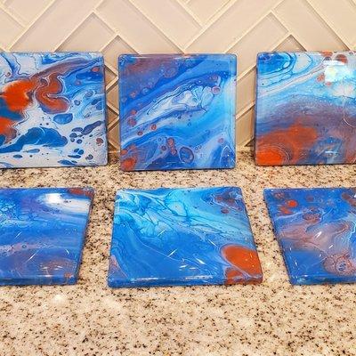 Acrylic pour coasters are always a winner!