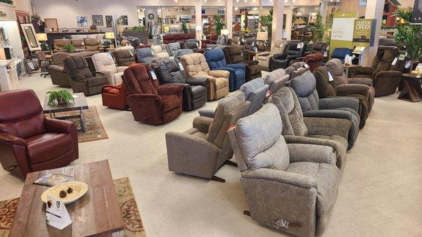 A large selection of La-Z-Boy Recliners.