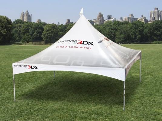 Frame & Cable Tent w/all over direct digital graphics on tent top and valance