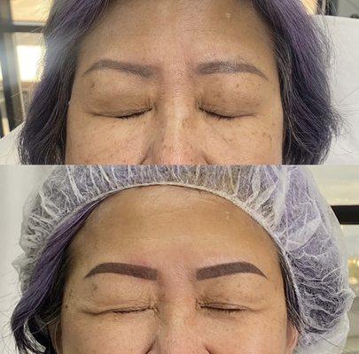 Before and after powder brows