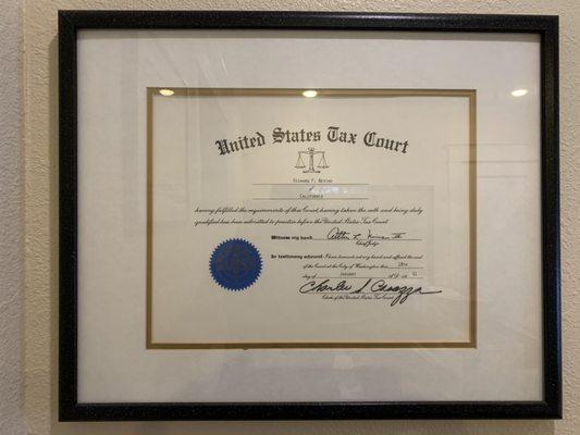 USTax Court certificate