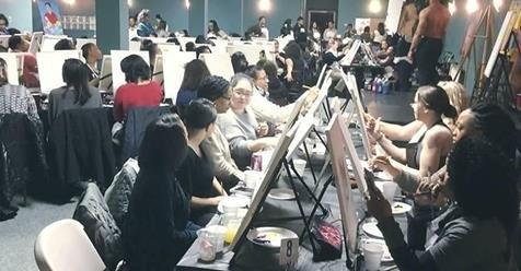 Painting event featuring live model! Filled to capacity!