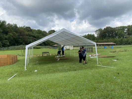 2020 Open Air learning areas being assembled.