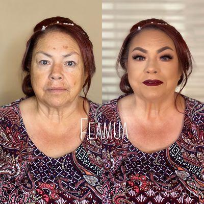 Before and after for the grandmother of the 15añera