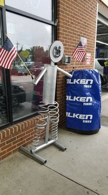 Our tin man, my son and I made out of scrap metal. We can make or weld anything for you