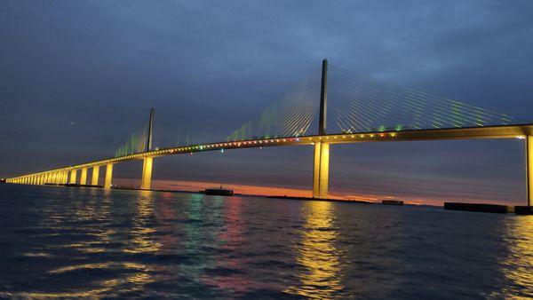 Sunshine Skyway Bridge at Sunset, St. Petersburg, Florida