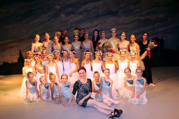 Post performance on stage with dancers