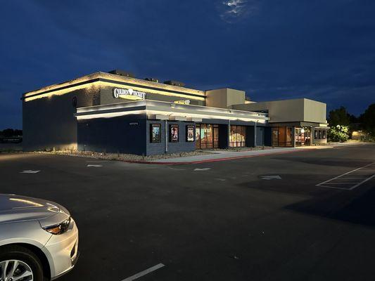 Exterior at night. Really nice lighting.