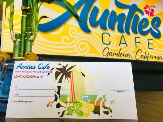 Aunties Gift Certificates!!