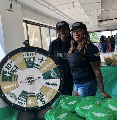 Wingstop had a fun wheel to spin for give aways.