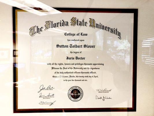 University Degree for Lawyer Sutton T Slover