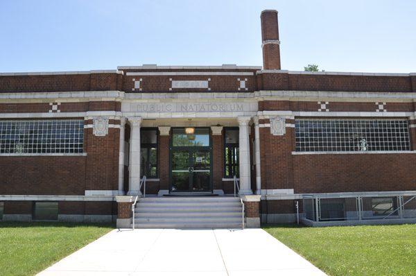 Outside the CRHC, formerly the Engman Public Natatorium, South Bend's first indoor "public" swimming pool