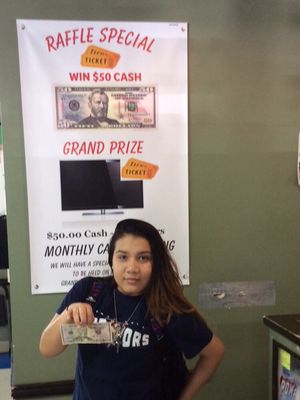 Here is one of our April winners of $50 cash. Come in and wash with us to be the next winner. May 31st we also give away a tv