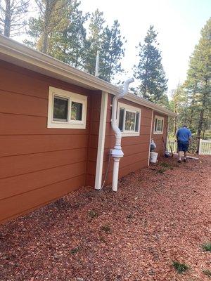 New Radon Mitigation System in Florissant,CO - French drain tie in. Started at 43 pCu/L. Got down to 1.6 pCu/L on the first try.