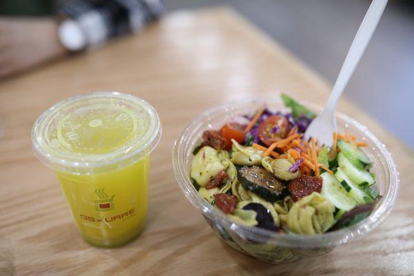 Pineapple-orange juice and tortellini salad!