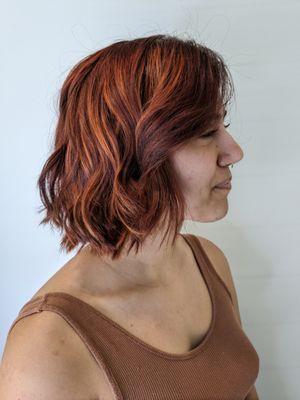 All over color with balayage highlights