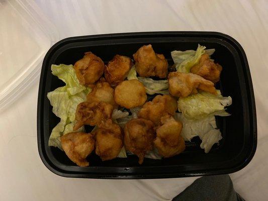 I kid you not this is what they think a large sweet-and-sour pork is. If I could get my money back I would. Garbage food wasted $12