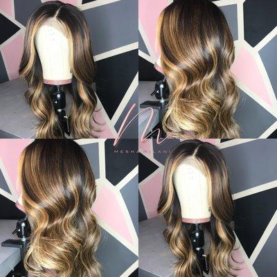 Custom Colored Lace Closure Machine Stitched Wig