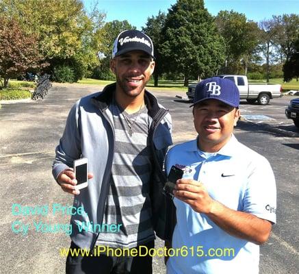 David Price starting pitcher for the Rays and 2012 Cy Young with the iPhone Doctor.