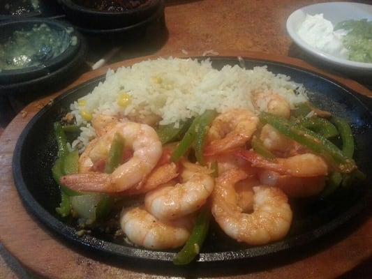 Shrimp fajitas, comes with 2 large glour tortillas and a side of beans