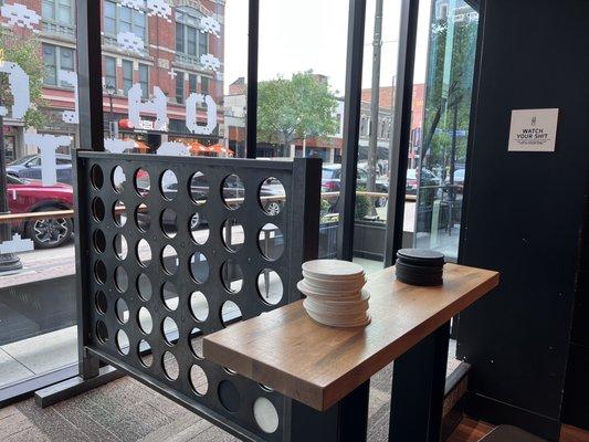 Idk this was a GIANT connect four! I thought it was a rather odd, placing for a table and divider! Hee