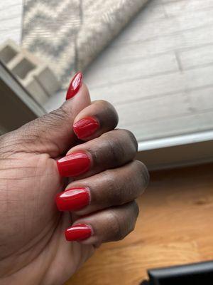 "Big Apple Red" acrylic nails