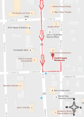 Southbound map on Marine View Dr S.