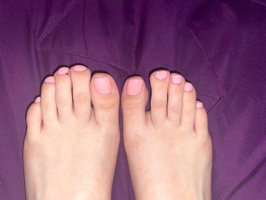 The result of my pedicure, 12 hours after getting it.