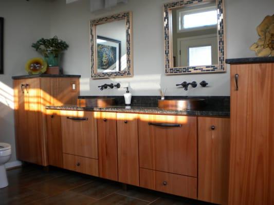 Liptus wood with granite tops and copper vessel sinks