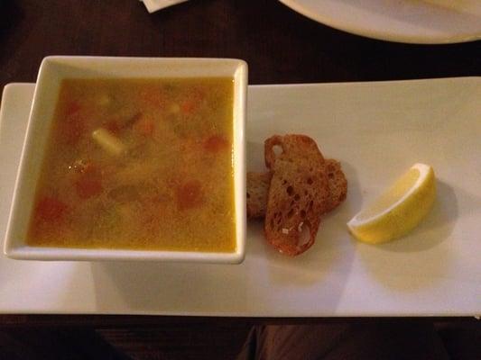 Pretty bland lemon chicken soup.