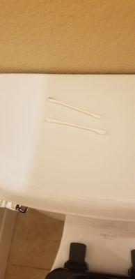 Left dirty Q-tips on the toilet. Those weren't  there before the cleaners came.