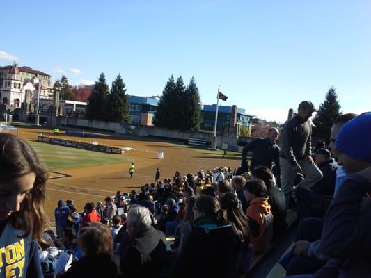 The crowd attending the NCAA Men's Soccer Quarterfinal Game between Maryland and Cal