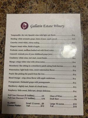 Wine list