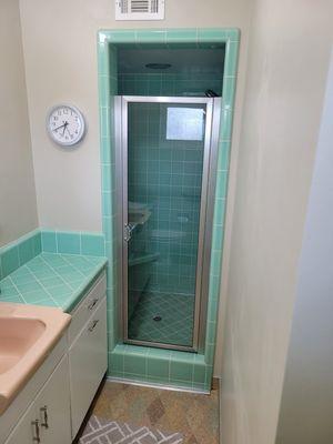 Framed Shower Door, 3/16 Clear Glass, Brushed Nickel Aluminum Finish