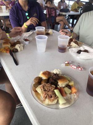 Nice selection of food and tea for lunch