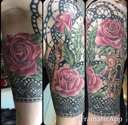 completed half sleeve by Rob.