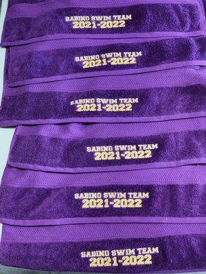 Towels for the seniors on the swim team