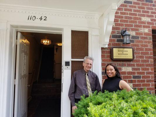 Steve Ostringer and Jennifer Mendoza outside the office.