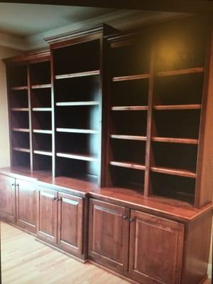 Knotty alder bookshelves