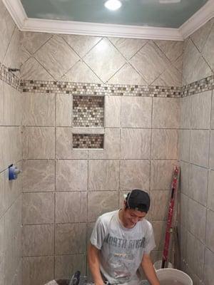 Shower new tile